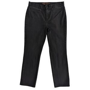 Lauren Jeans Co. Straight Leg Jeans Women Size 10P Black Inseam 27"‎ Mid-Rise